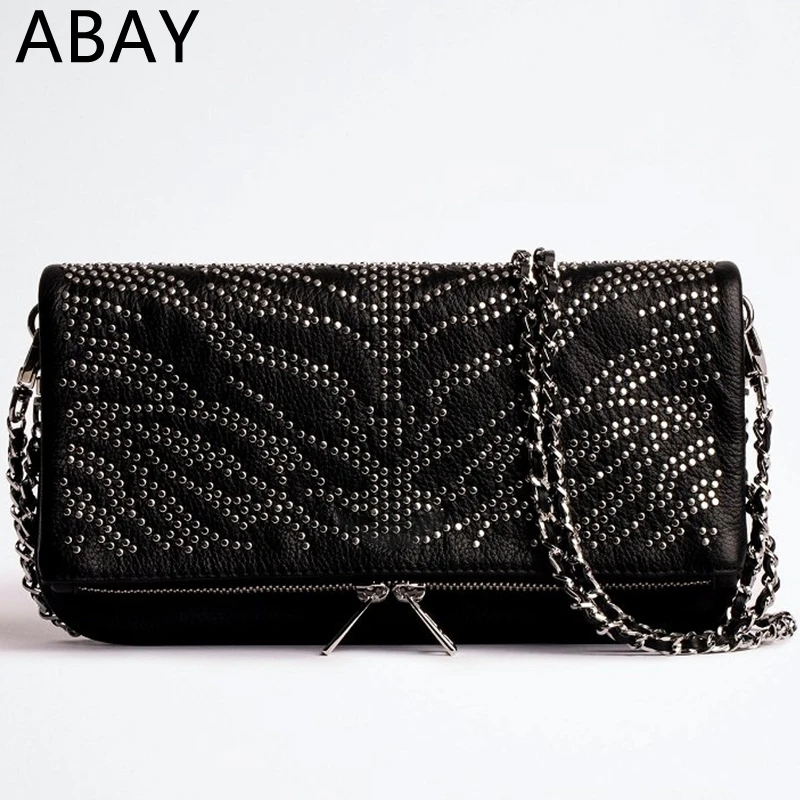 Leather CrossBody Shoulder Bag for Zadigant Women Casual 2 Chains Ladies Wings Messenger Sunny Rock Pouch Clutch Sacs