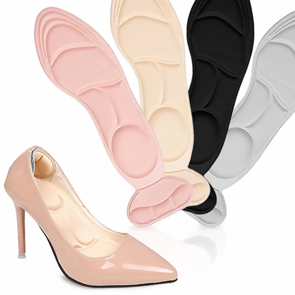 4Pairs Breathable Sweat Absorption Insoles with Heel Cushion Foot Care Insoles for High Heels Boots Dress Shoes Forefoot Arch