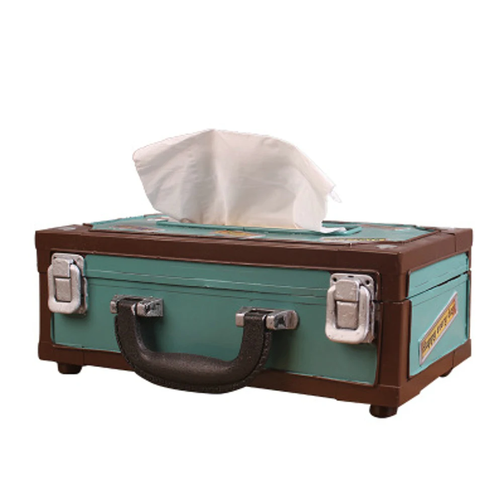 

Vintage Iron Tissue Box Holder Retro Paper Napkin Storage Container for Home Office Square Box Household Decor