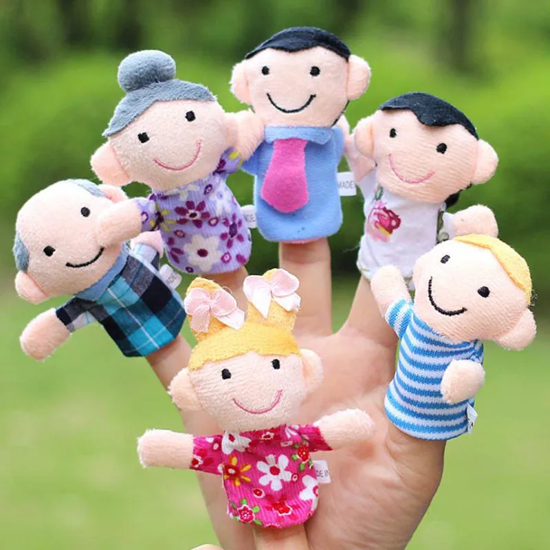 Cartoon Family Finger Puppets Soft Doll Hand Toys Early Education Performance Props Kindergarten Play Set