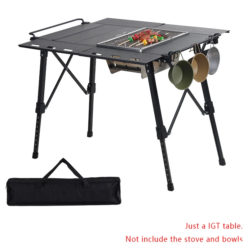 Expandable IGT Table Camping Equipment Multifunctional Backpack Roll Table Adjustable Leg Desk Desktop Burner Bbq Table