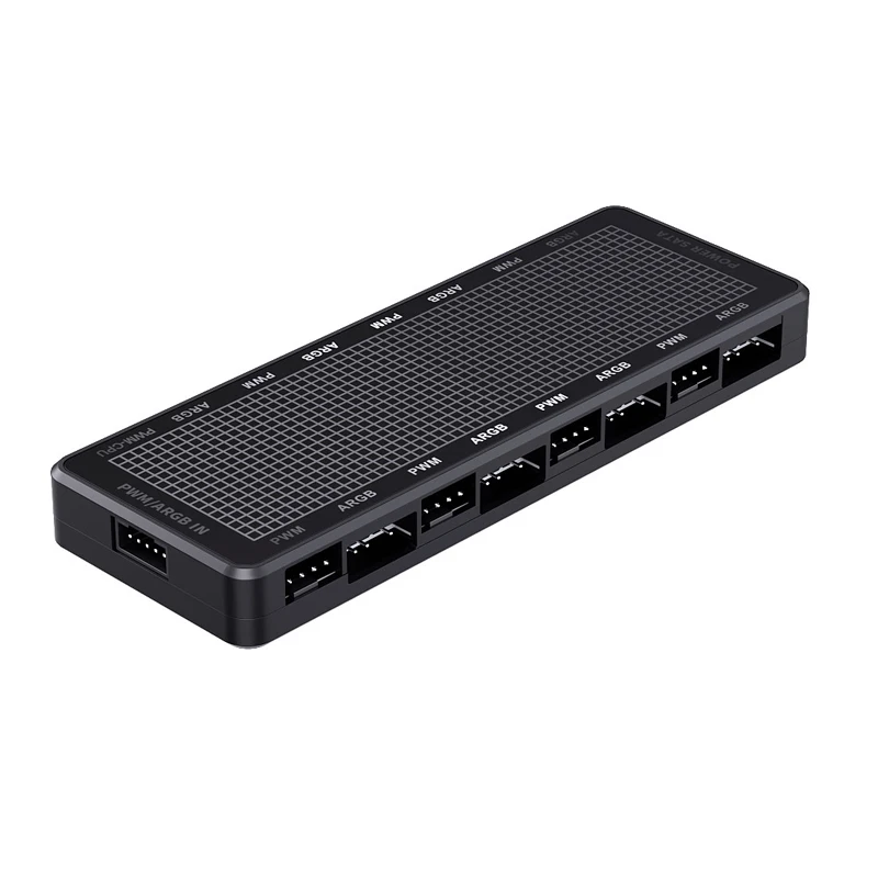 COOLCIRC 1 إلى 8 ARGB & PWM 2-in-1 Hub مقسم شفط مغناطيسي يدعم طاقة SATA 3Pin/4Pin وحدة تحكم بالمروحة لمحبي حافظة الكمبيوتر