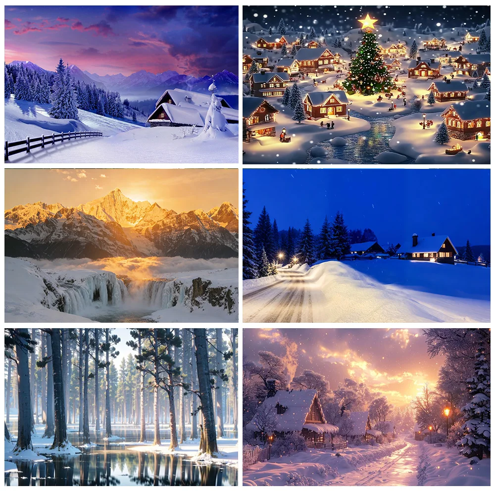 

Winter Wonderland Snow Scenery Photography Backdrop Supplies White Scene Background Banner Party Decoration Photozone Shoot Prop