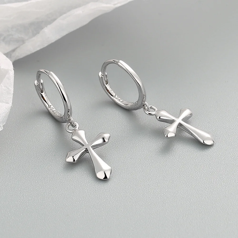 CIAXY Silver Color Cross Earrings for Women Personality Drop Ear Buckles Earring 2022 Fashion  Jewelry Wholesale