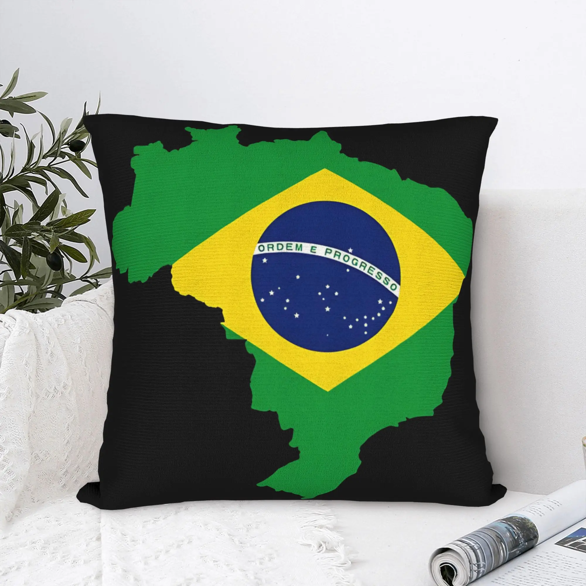 Brazil Map Heritage Pillow Cover  Morden Pillow Case For Office Car Home Decor Soft Pillowcases Gift Idea