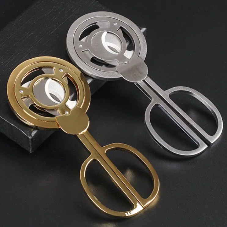 Gold Plated Flame Lover Cuba Cigar Cutter Guillotine Puncher Scissors Knife Stainless Steel Sharp Blades Cutting Accessories