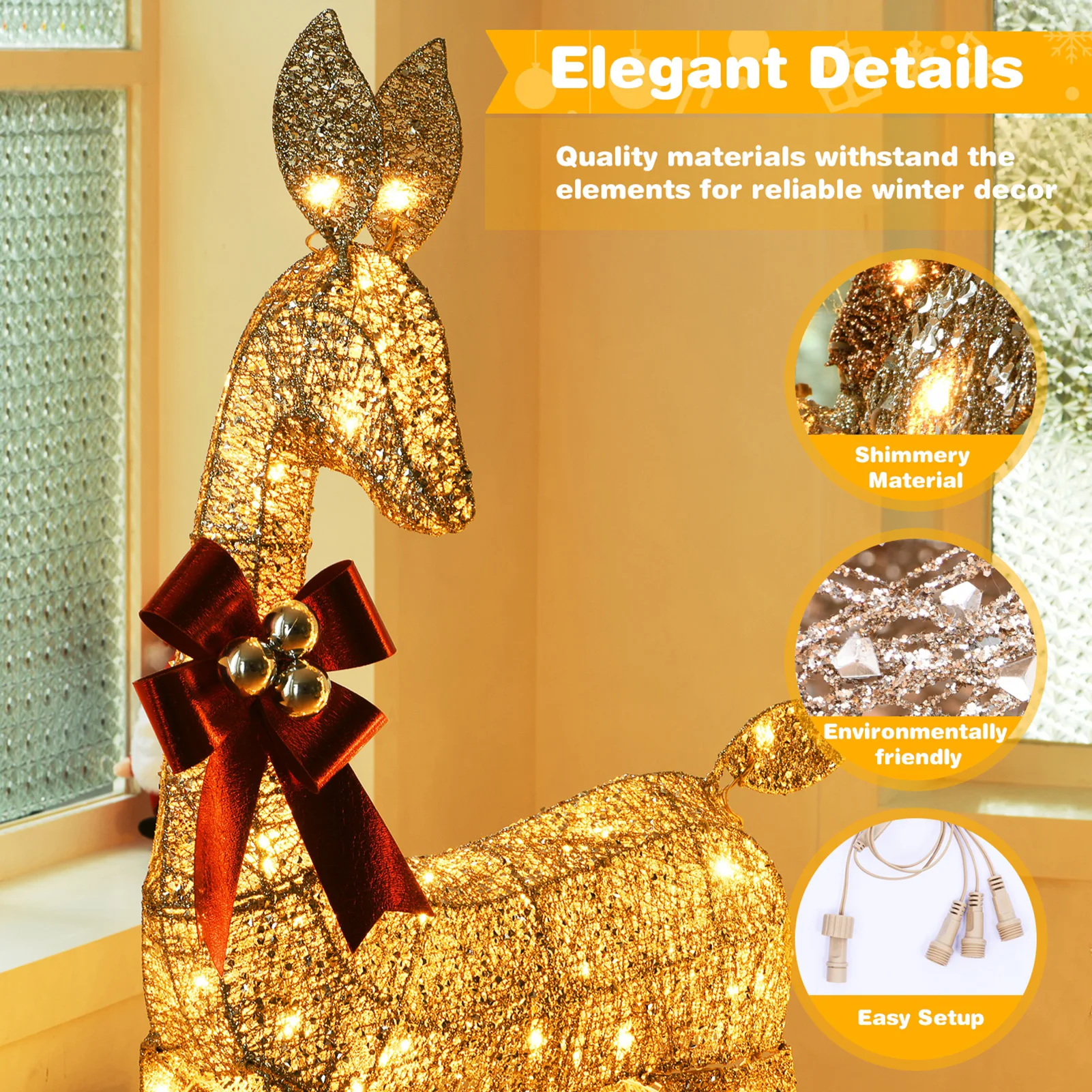 3pcs Christmas Deers with 210  - огляд і ціна Outdoor Lighting Front Yard