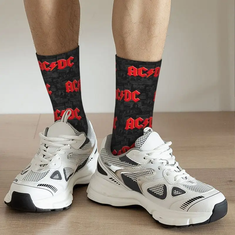 AC DC Vintage Heavy Metal Rock Dress Socks Men Women Warm Fashion Novelty Crew Socks