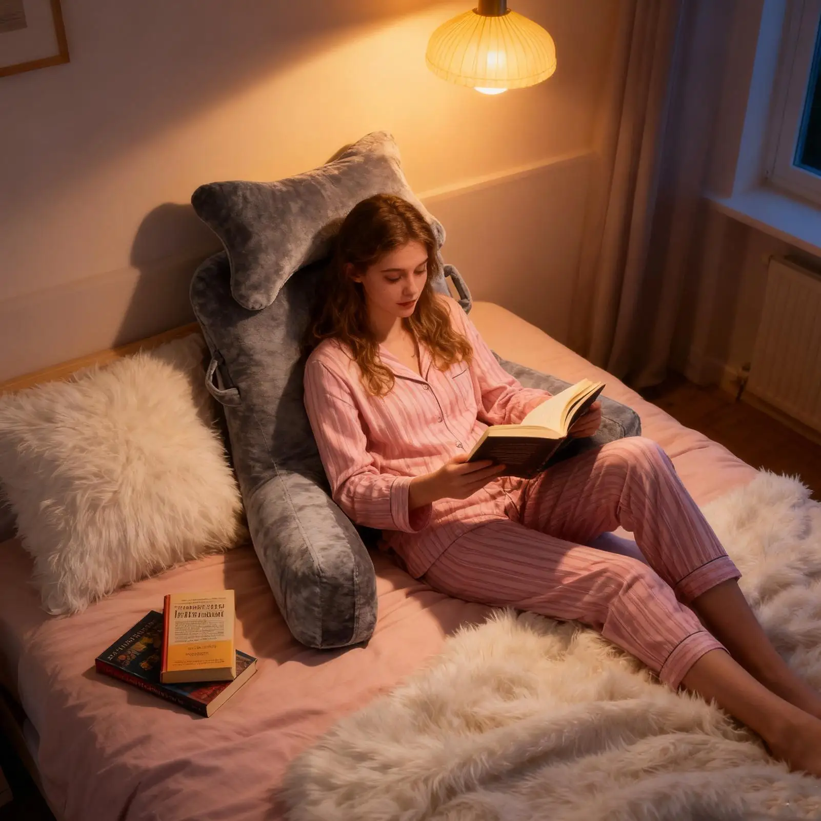 

All Season Reading Pillow Office Sofa Bedside Back Cushion for Chair Bed Lumbar Support Cushions Backrest with Headrest