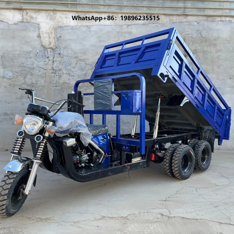 Open Body Type 350CC Water-Cooled Engine Cargo Dumper 2-Axis 9-Wheel Motor Tricycle with 1000W Power 500KG Curb Weight