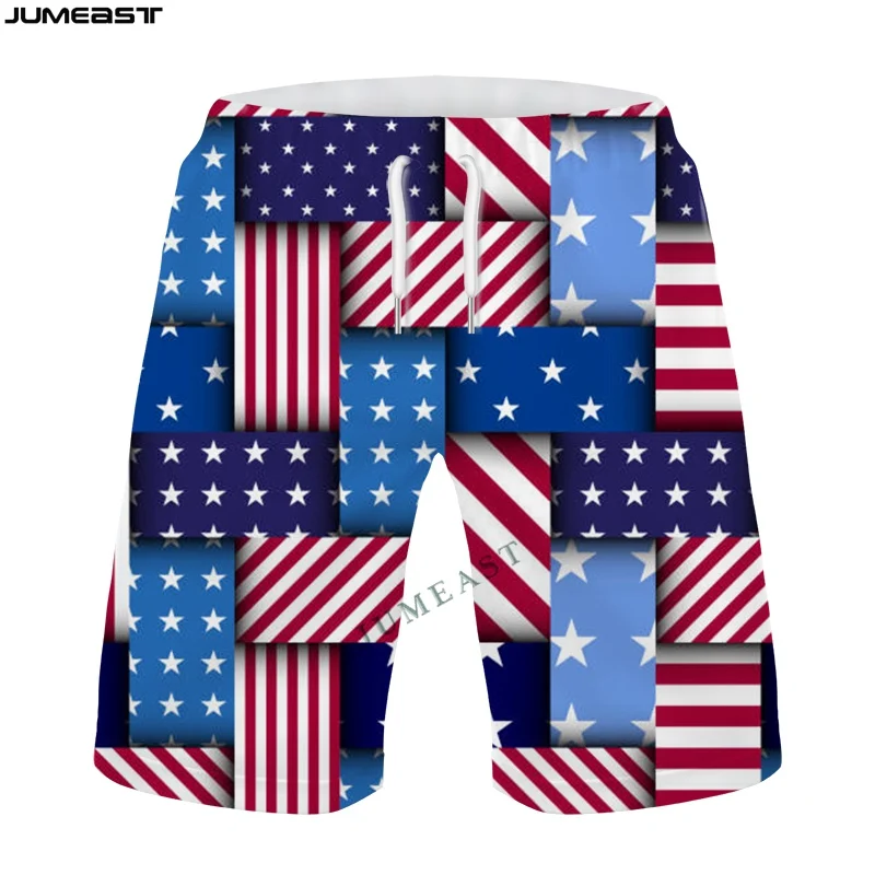 Jumeast Y2k Men Women 3D Printed Camouflage Camo American Flag Hip Shorts Trunks Quick Dry Beach Casual Sweatpants Short Pants