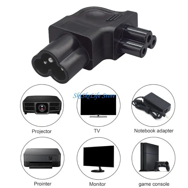 

E65E IEC320 to C5 Power Conversion Plug, L-Shaped Plum Blossom Male to C5 Female Upward Bending Adapter