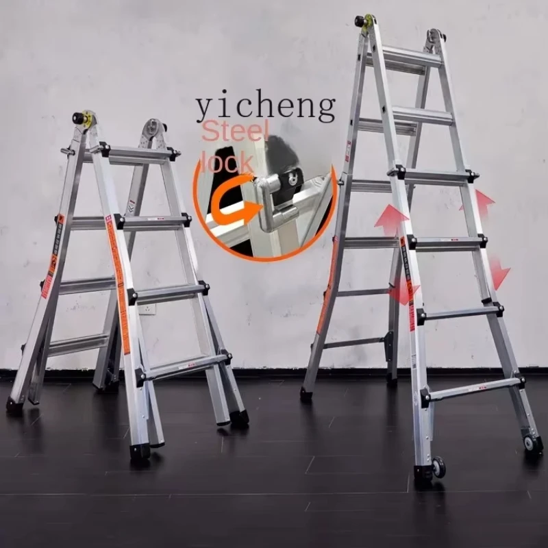 

TZ-11 aluminum alloy telescopic engineering herringbone ladder thickened folding portable mobile home