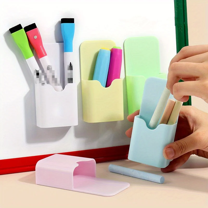 Multi-Color Magnetic Pen & Marker Holder - Lightweight, Easy-to-Install Plastic Organizer for Whiteboards, Fridges