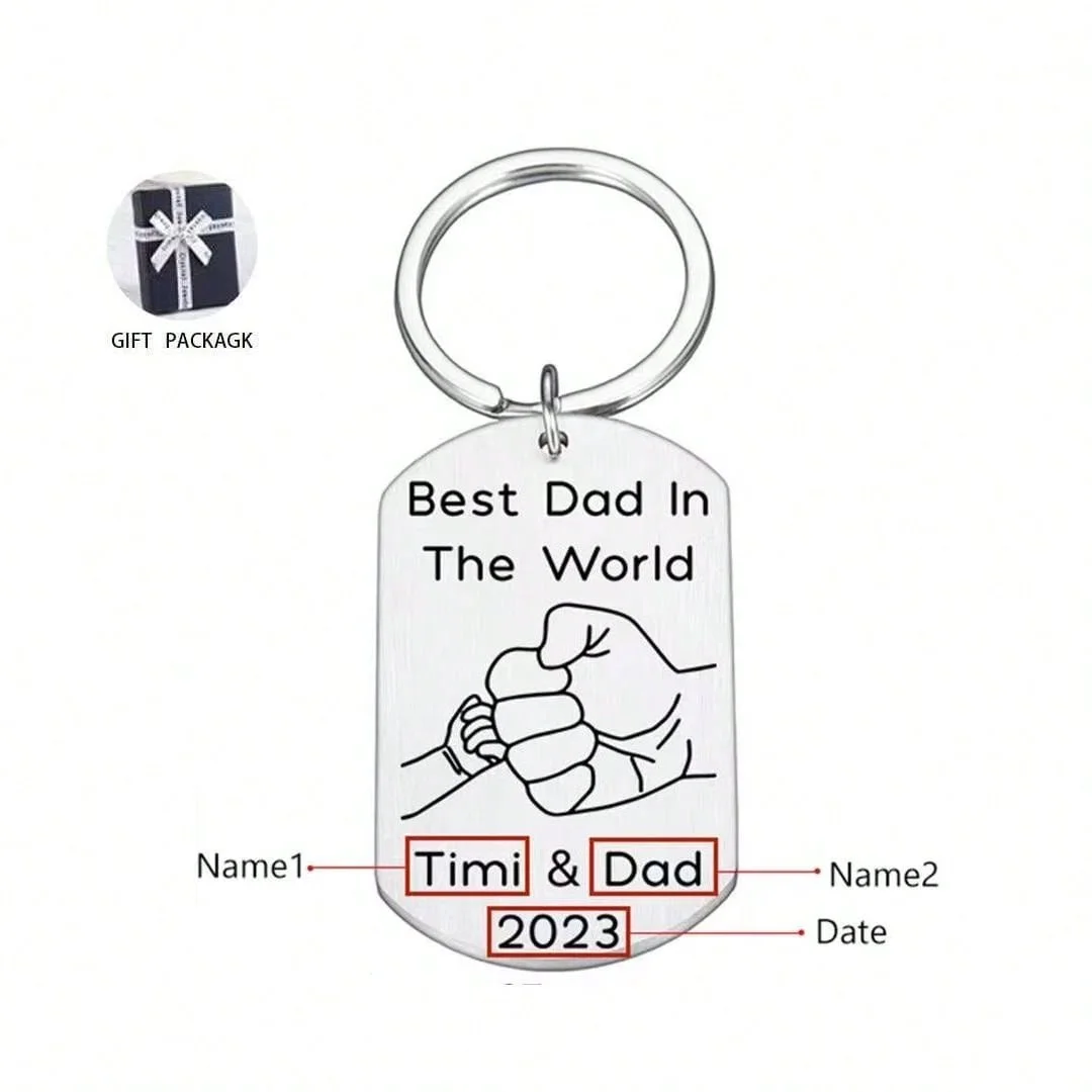 

Customized Kids text stainless steel key chain for a personalized anniversary Father's Day gift for dads