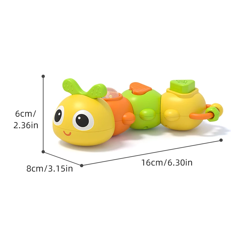 Montessori Twisty Caterpillar Sensory Toy, Click Twist Joint with BB Squeaker Beads, Infant Fine Motor Early Learning Grasp Gift view 6