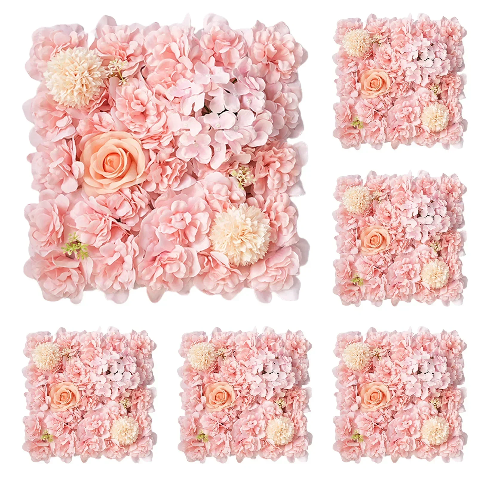 6 Pieces 38cm Artificial Flowers Wall Panel 3D Flower Backdrop Faux Roses For Wall Party Wedding Bridal Shower Outdoor Decor