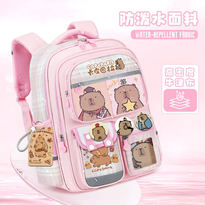 Kapibala backpack cute cartoon 2025 new Sanrio backpack nylon material ridge protection large-capacity school backpack