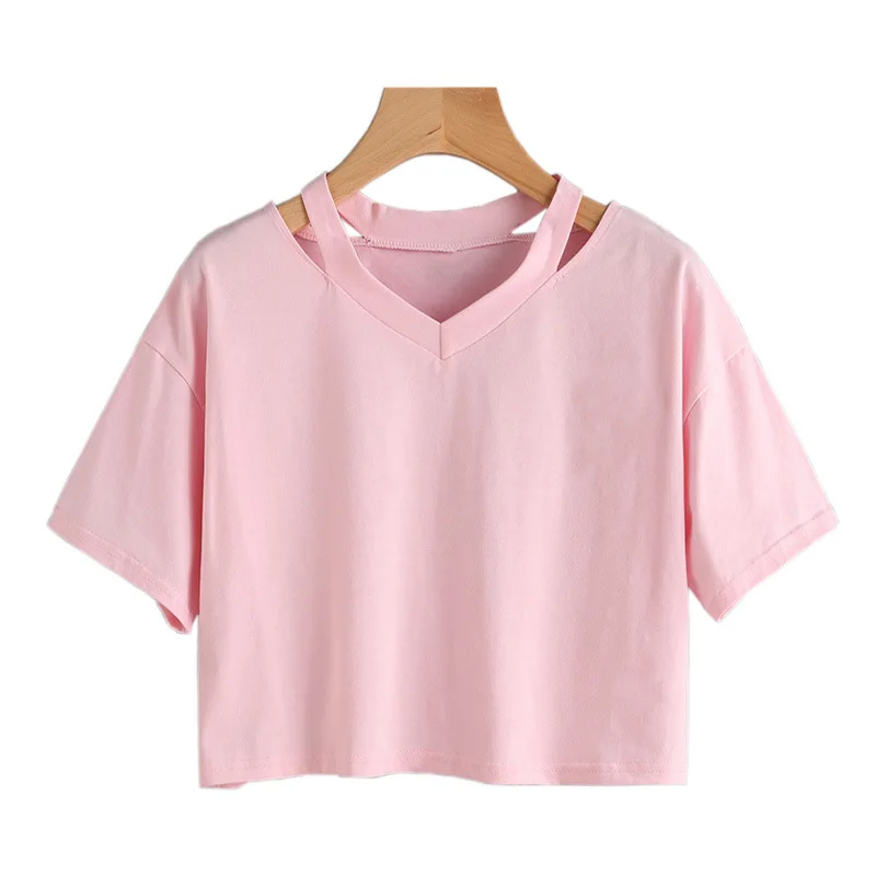 Y2k Crop Tops Women's Graphic Short Sleeve V-neck Cropped T Shirt 90s Vintage Tshirt Woman Summer Sexy T-shirt image 3