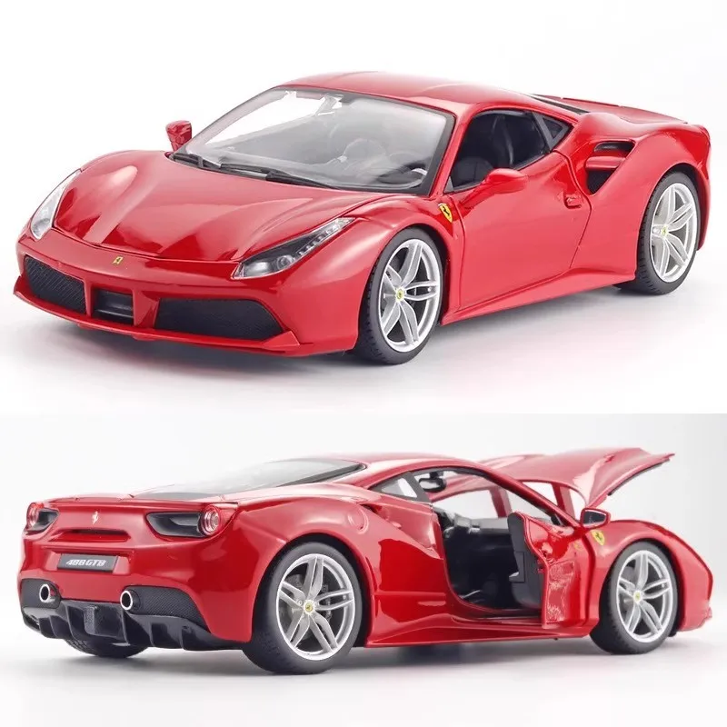 Genuine Bburago 1:18 Large Convertible Ferrari 488GTB 2 Doors Opened Toy Car Model Metal Diecast Toys Boy Gifts