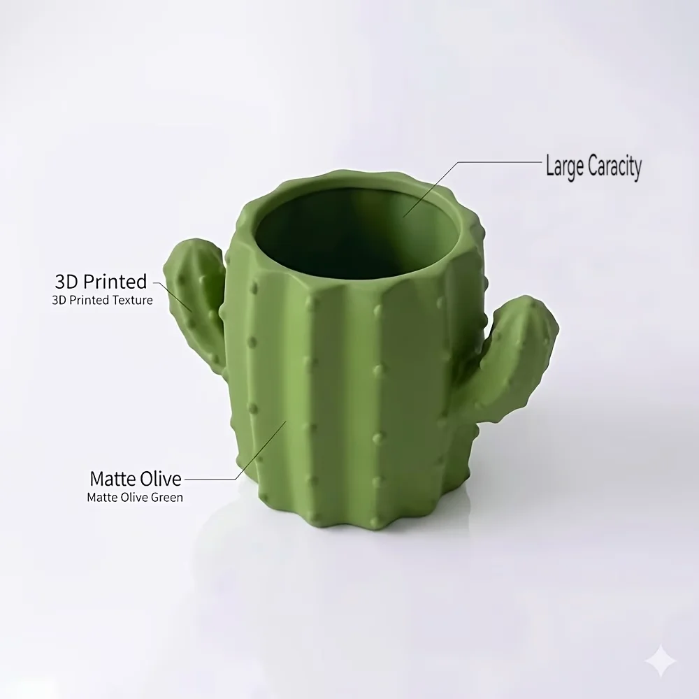 1 Creative Multifunctional Cactus Pen Holder, Suitable for Students and Offices, and Can Also Be Used as a Storage Container.
