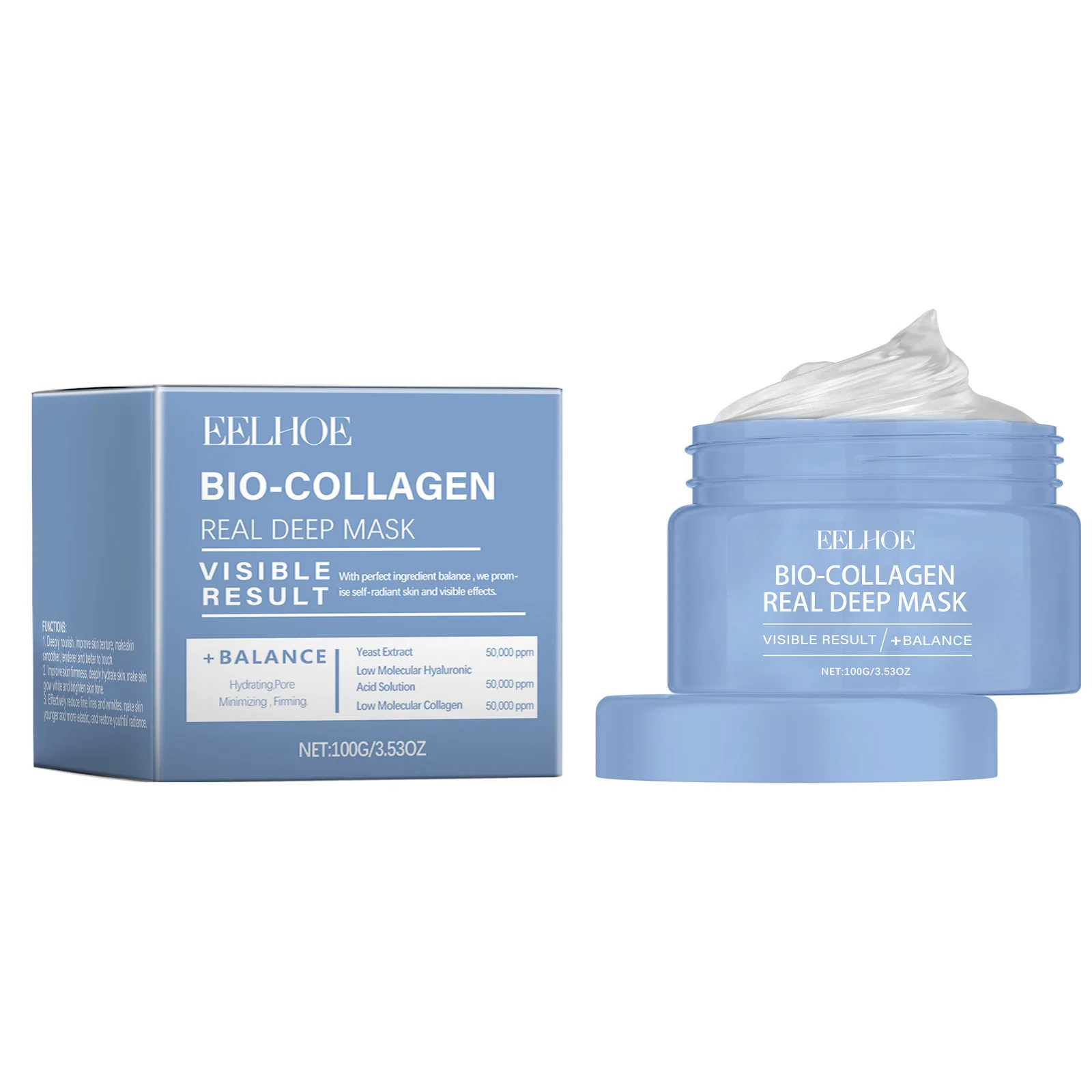 EELHOE Bio Collagen Face Mask Peel off Moisturizing Facial Nicotinamide Smooth Face Skin Deep Cleansing Blackhead Peel off Mask