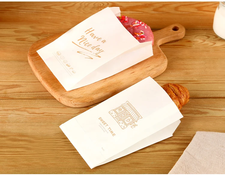 100pcs Kraft Oil Proof Paper Bag for Sandwich Donut Bread Party Wrapping French Fries Hamburger Packaging Bag Eco Friendly view 3