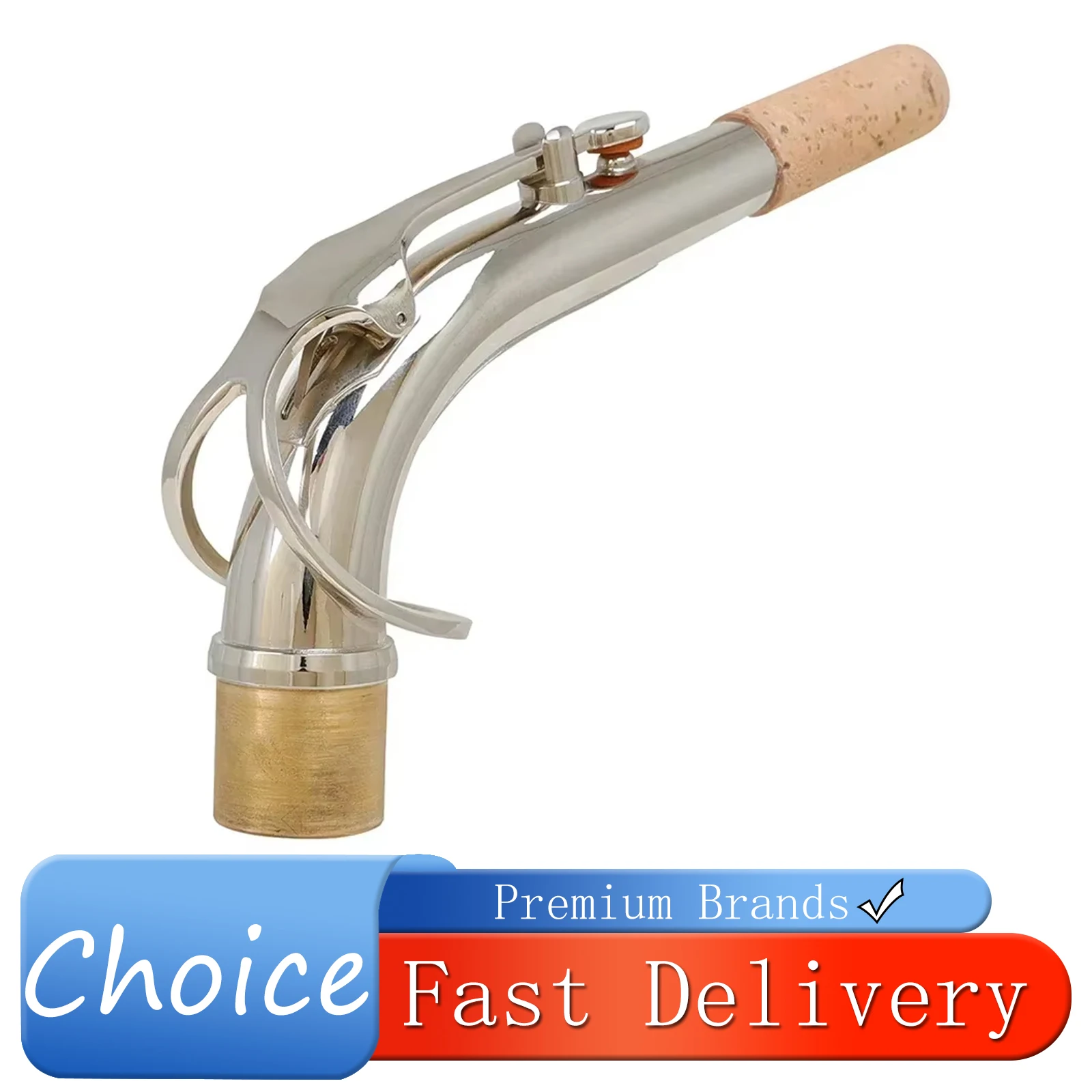 

Изогнутый мундштук SLADE для альт-саксофона, латунный, серебристый, 2,5 см, аксессуары для деревянных духовых инструментов, запчасти для альт-саксофона