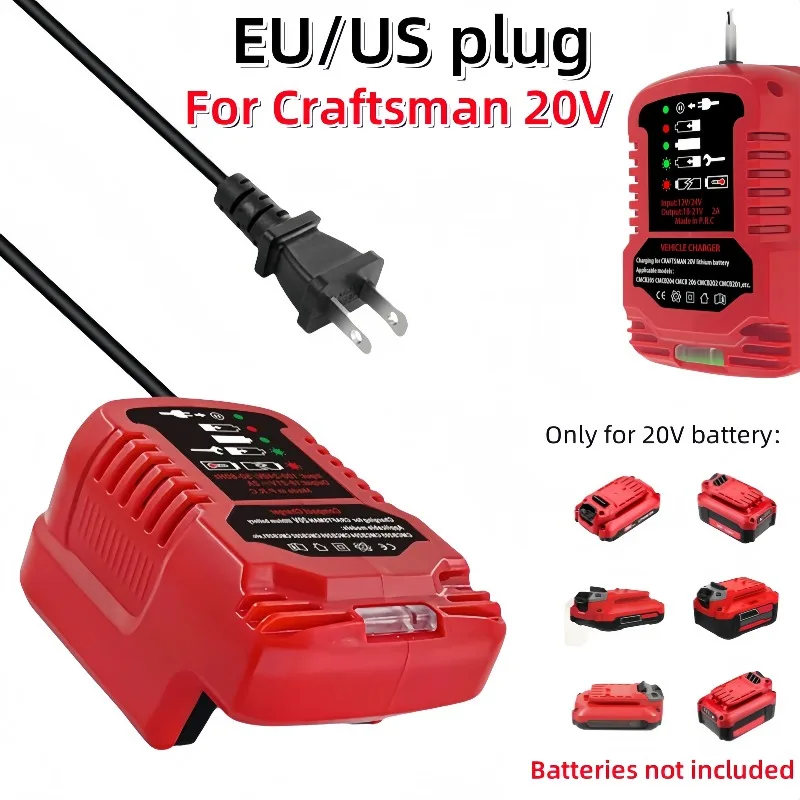 

Новое портативное быстрое зарядное устройство для литиевых батарей Craftsman 20 В (CMCB204 и CMCB202) с вилками ЕС/США и светодиодным индикатором