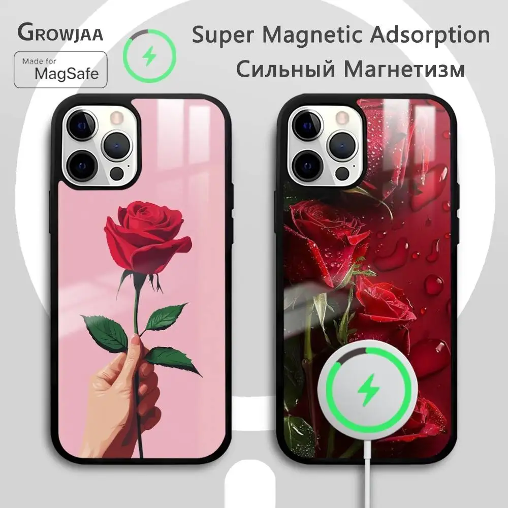 Чехол для телефона Beautiful Rose для iPhone 17, 16, 15, 14, 13, 12, 11 Pro Max Plus Mini Magsafe, магнитное беспроводное зеркало, принципиально