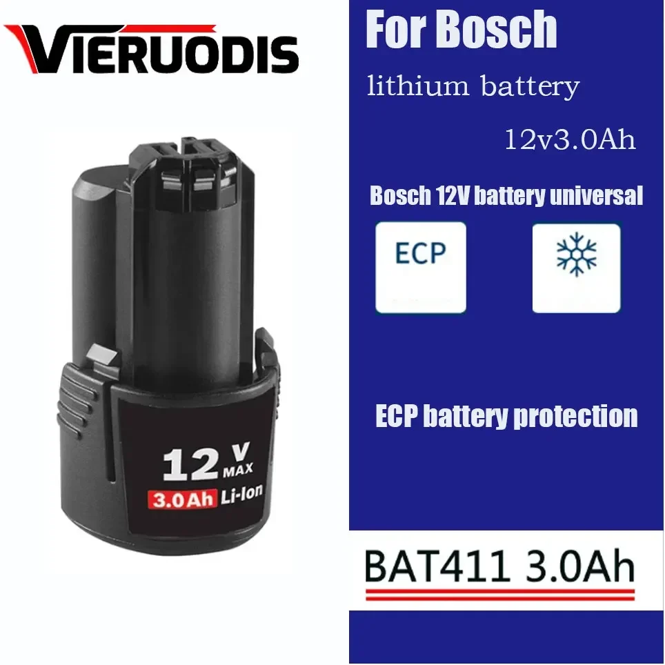 

For Bosch 12V 3000mAh Lithium-ion Rechargeable Battery Suitable for Power Tool Models BAT411 D-70745 BAT412A BAT413A BAT414 etc