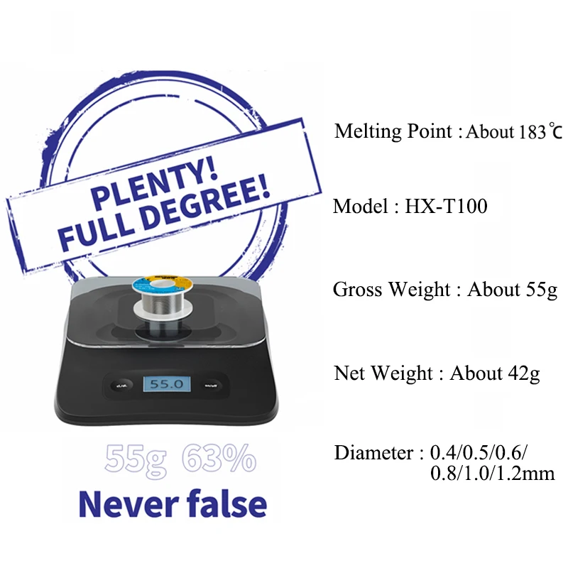 MECHANIC HX-T100 Soldering Wire Rosin Core 55g 0.4/0.5/0.6/0.8/1.0/1.2mm Lead Tin Wire Solder Welding Tools Flux 1-3%
