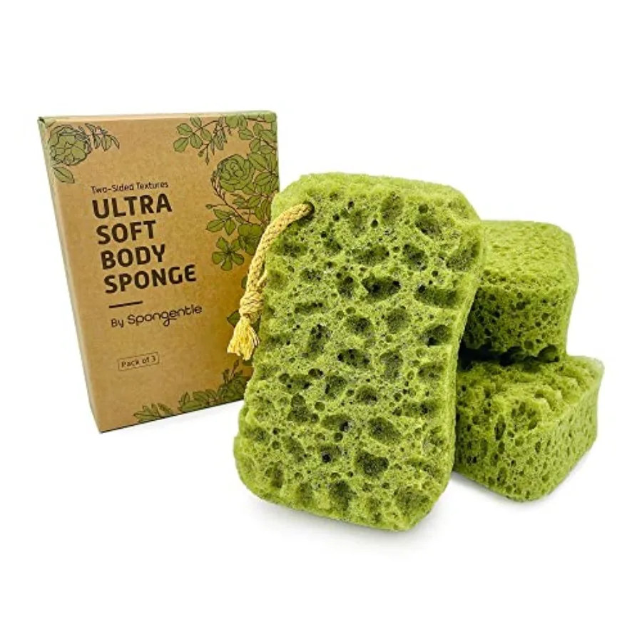 Loofah Sponge for Shower and Bathing, Bath Sponge with Dual Texture, Shower Pouf for Gentle and Deep Exfoliation, Large Size Bo