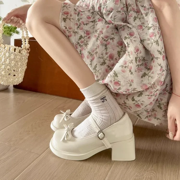 2026 Neue Plattform-Damenschuhe mit Dicker Hoher Sohle, Mary Jane Modell, Schlichte Outdoor-Pumps, Frühling-Herbst Damen-Lederschuhe – Detail 4