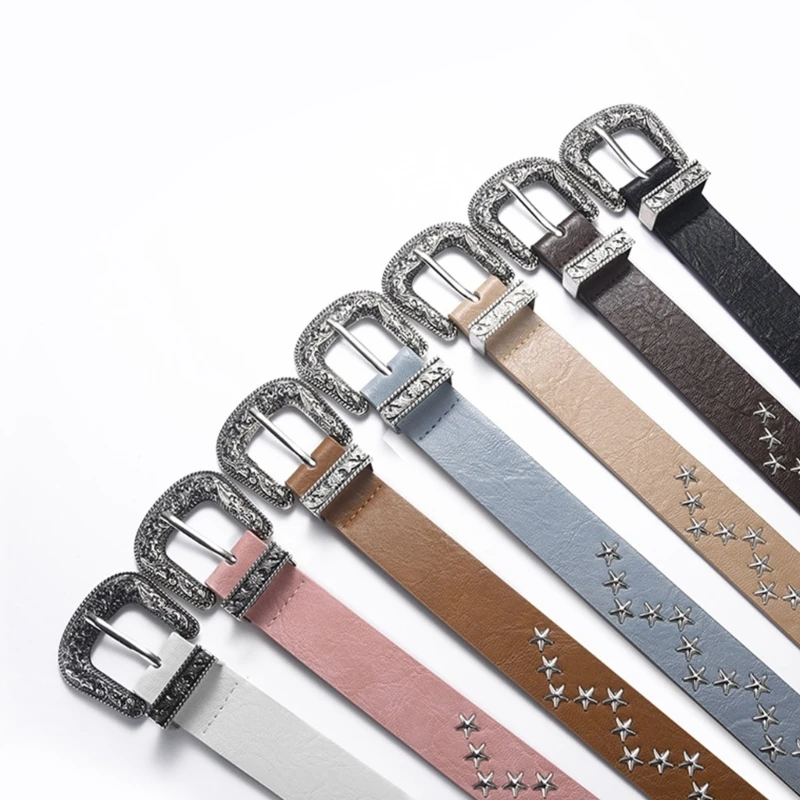 Personality Trend Belt Vintage Belt Antique Bronze Buckles Belt Adjustable Belt for Women's Casual Wear