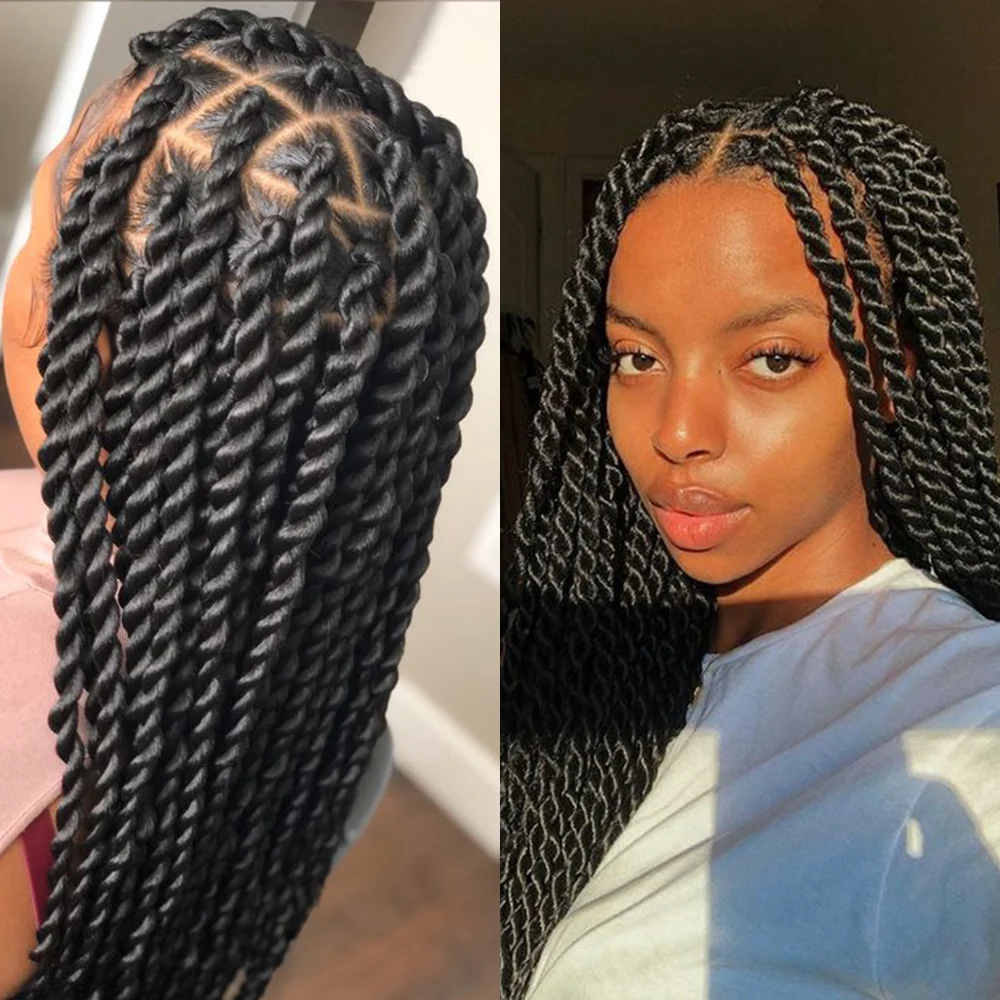 Real Shot High-Quality Twisted Braided Wig Transparent Full Lace Braids Hair Wig Synthetic Faux Locs Wig Goddess Braids Wigs