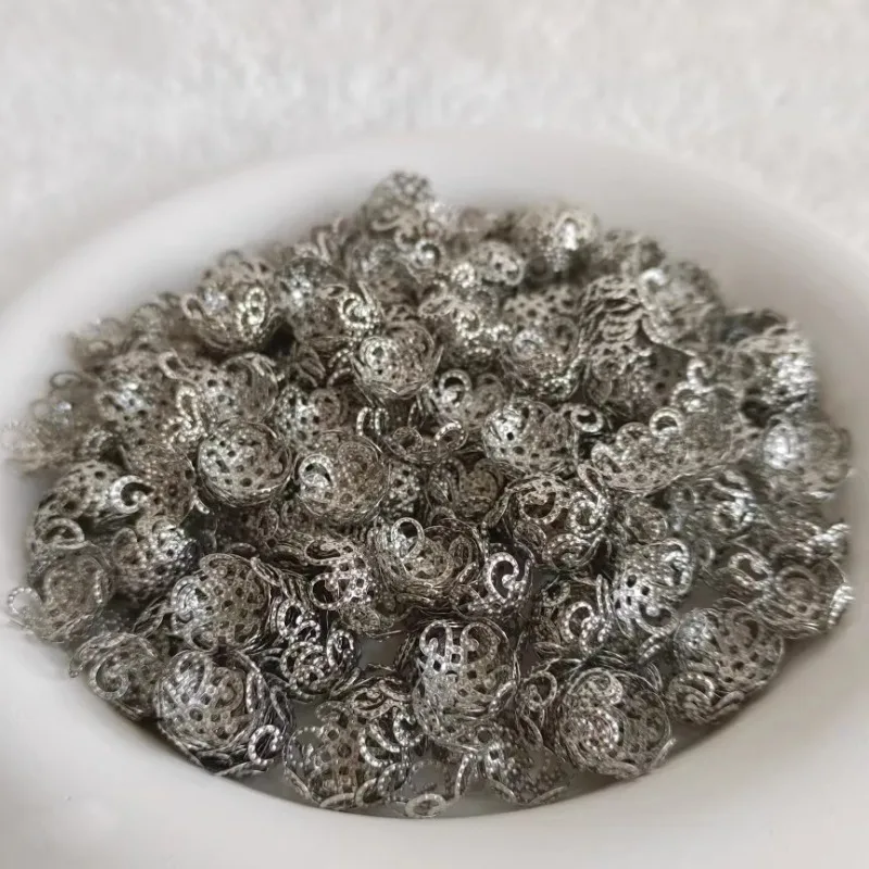 200pcs/lot Silve Gold Rhodium Bulk Flowers Beads Caps 10mm Spacer Loos Charm Bead Cap for Jewelry Making Findings Supplies