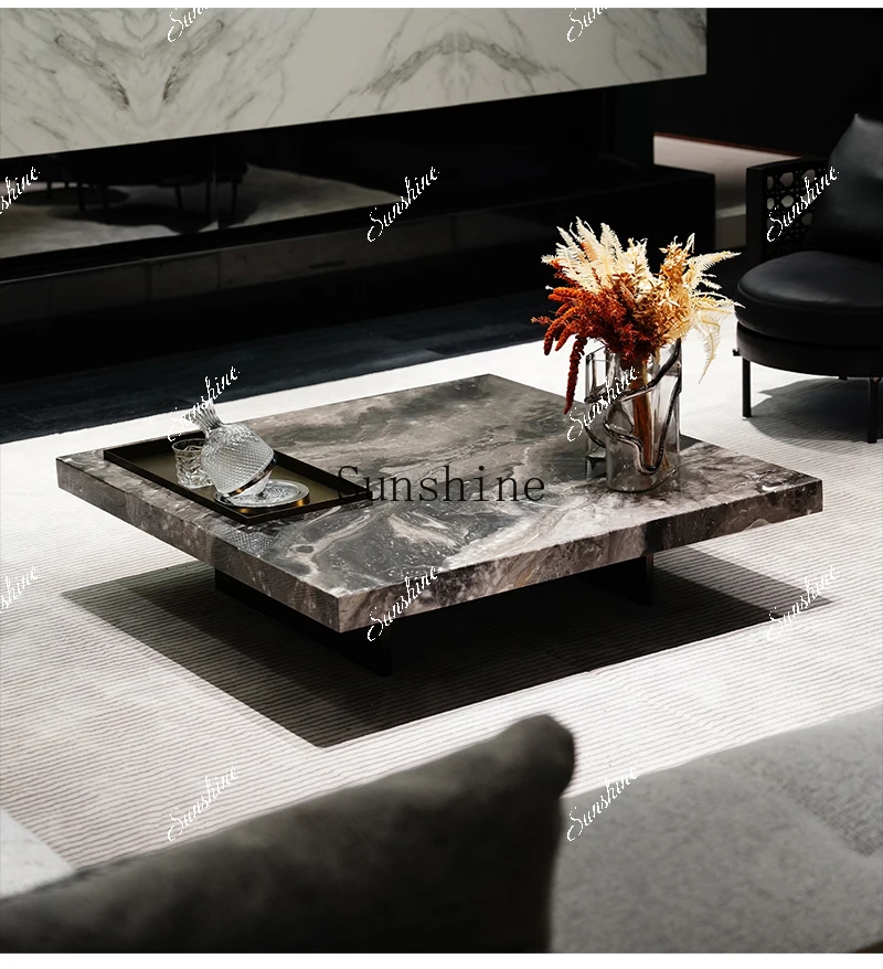 Large and small apartment light luxury marble living room square Italian minimalist coffee table   FT