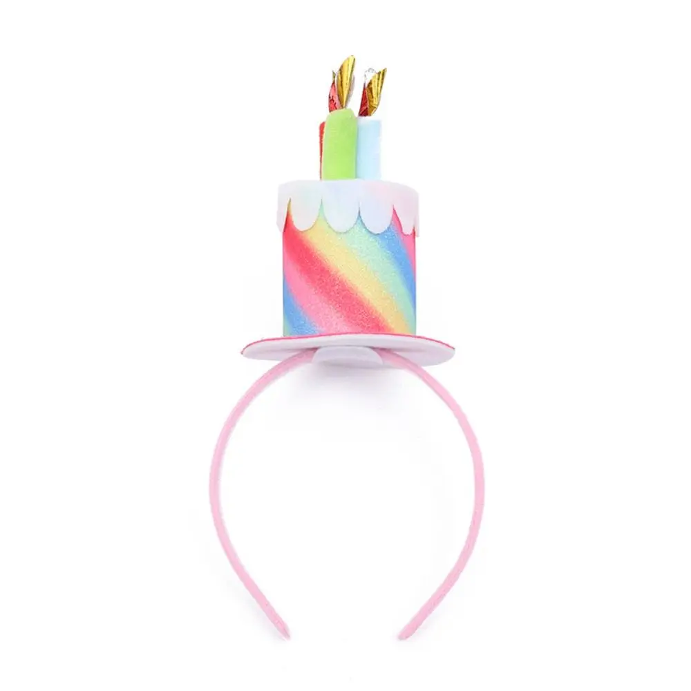 Kawaii Colorful Birthday Hairband Funny Hair Accessories Candle Cake Women Hair Hoop Children Party Props Headdress