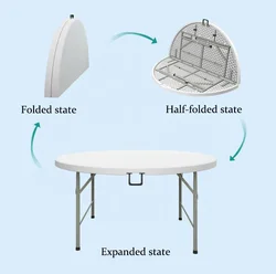 Wholesale Plastic Circular Outdoor Garden Folding Table At A Good Price Metal Frame Portable Wine Table Folding Dining Table