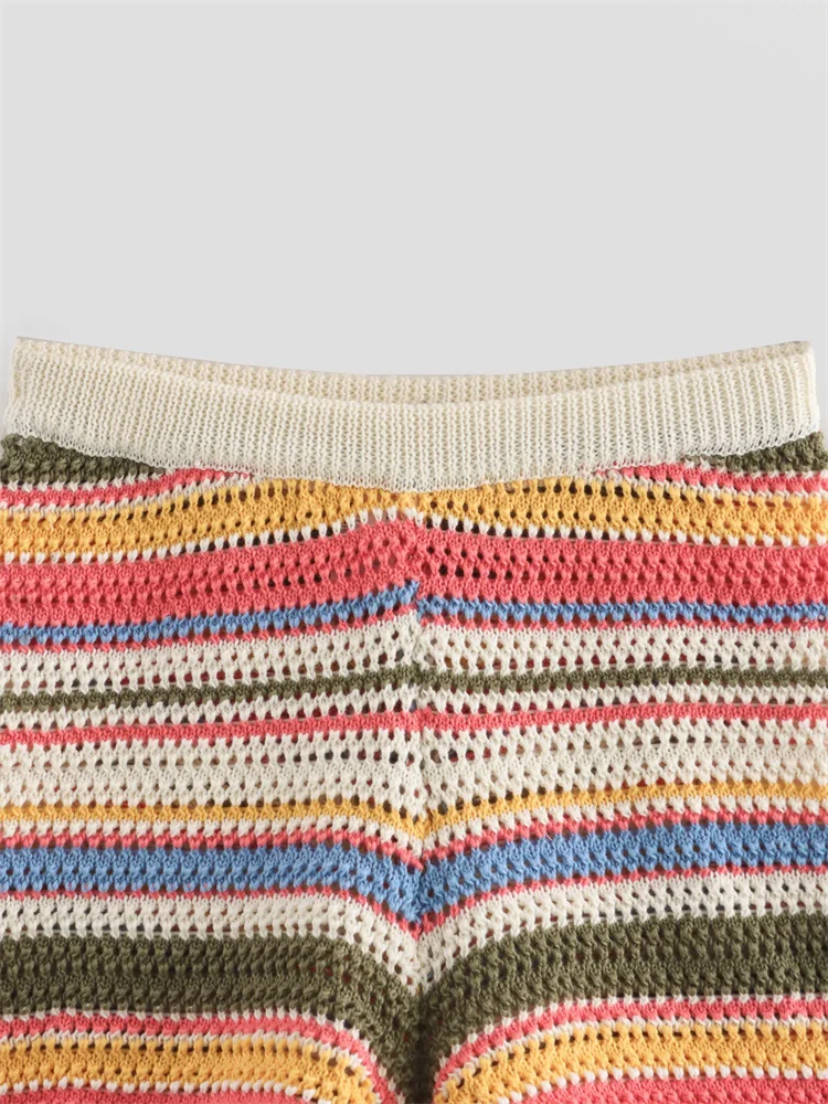 Kar&Otza Autumn new women\'s clothing with French style design fashionable and versatile casual style striped crochet shorts