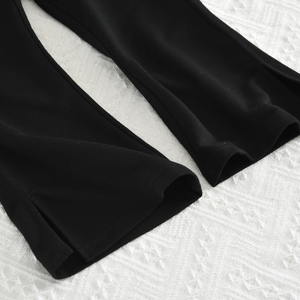 الخريف الاطفال ملابس كاجوال مخطط طباعة طويلة الأكمام بلوزات مستديرة العنق بلون السراويل 2 قطعة مجموعة 3-7 سنوات الفتيات الزي اليومي #6