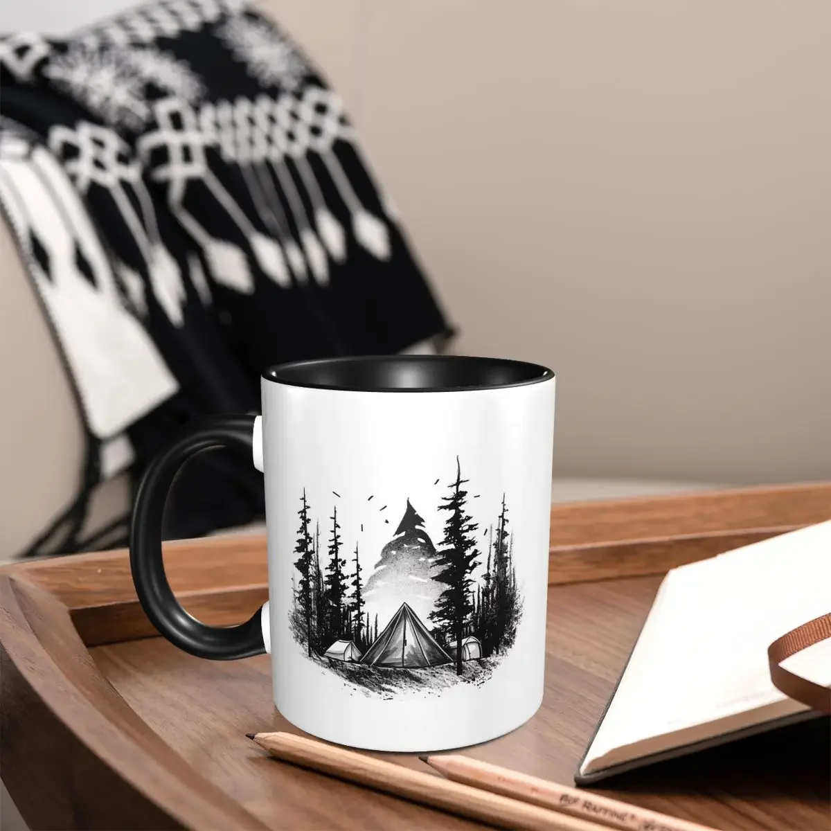 

The Forest Bonfire Fish Camping Camping Mug Funny Ceramic Coffee Cups Tea Mugs Milk Cup Drinkware Gift for Woman Man