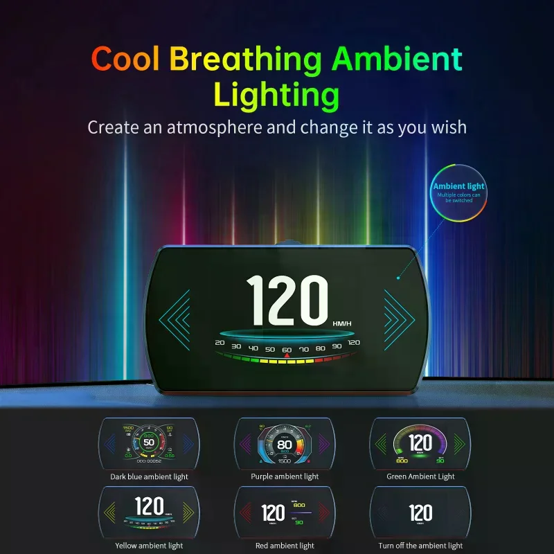 

P12 Автомобильный OBD2 Проекционный дисплей Двойная система для HUD OBD Автомобильный датчик Умный цифровой измеритель скорости Читать топливо Код неисправности Вождение компьютера