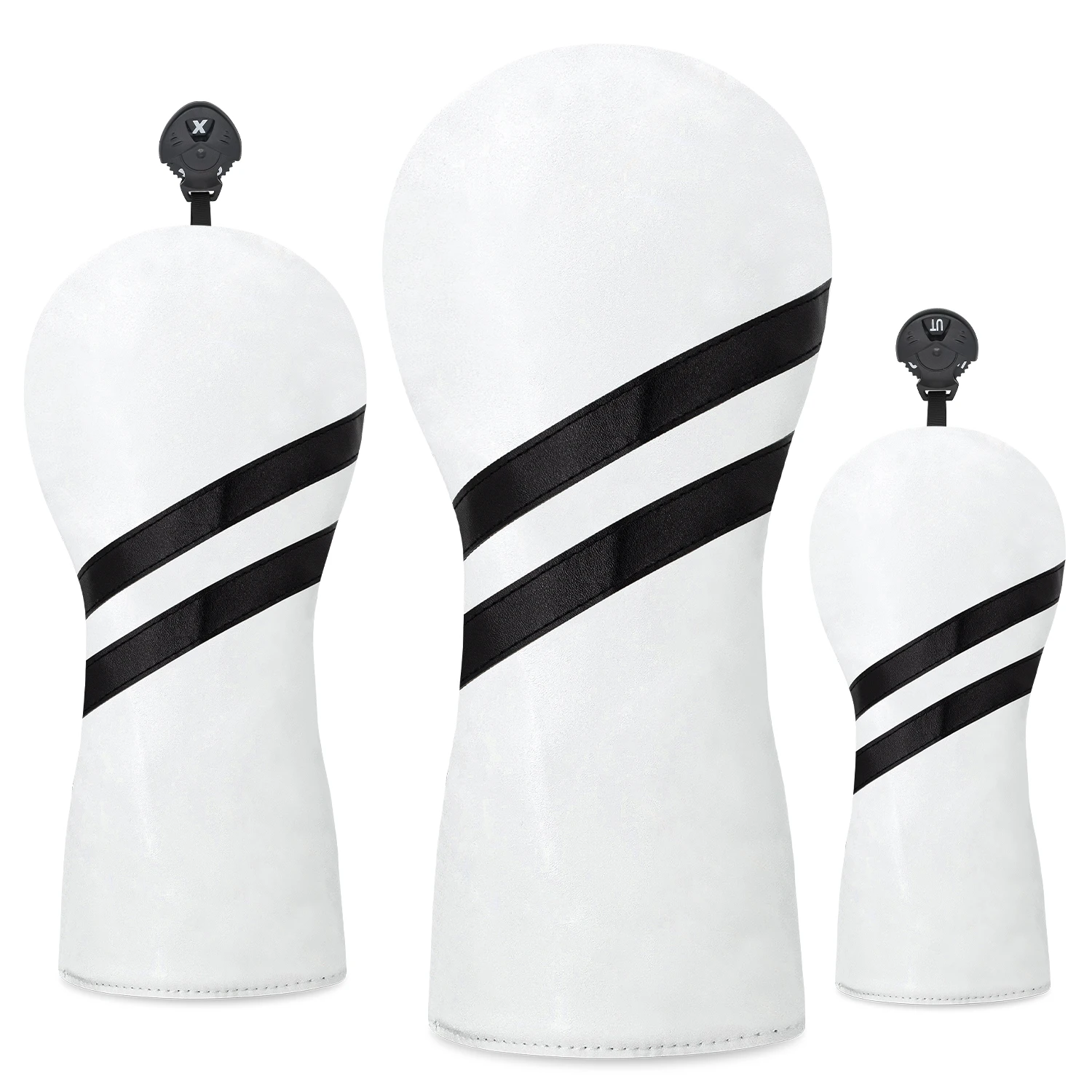1 pièce/3 pièces, housse de protection pour club de golf en bois à rayures diagonales blanches, sans numéro, convient aux clubs de driver et de fairway, protège les clubs de golf.