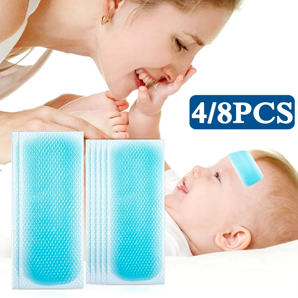 8/2PCS Ice Cooling Sheet Cooling Patches Pain Relief Migraine Kids Discomfort Cool for Kid Home Use Lower Temperature Ice Gel