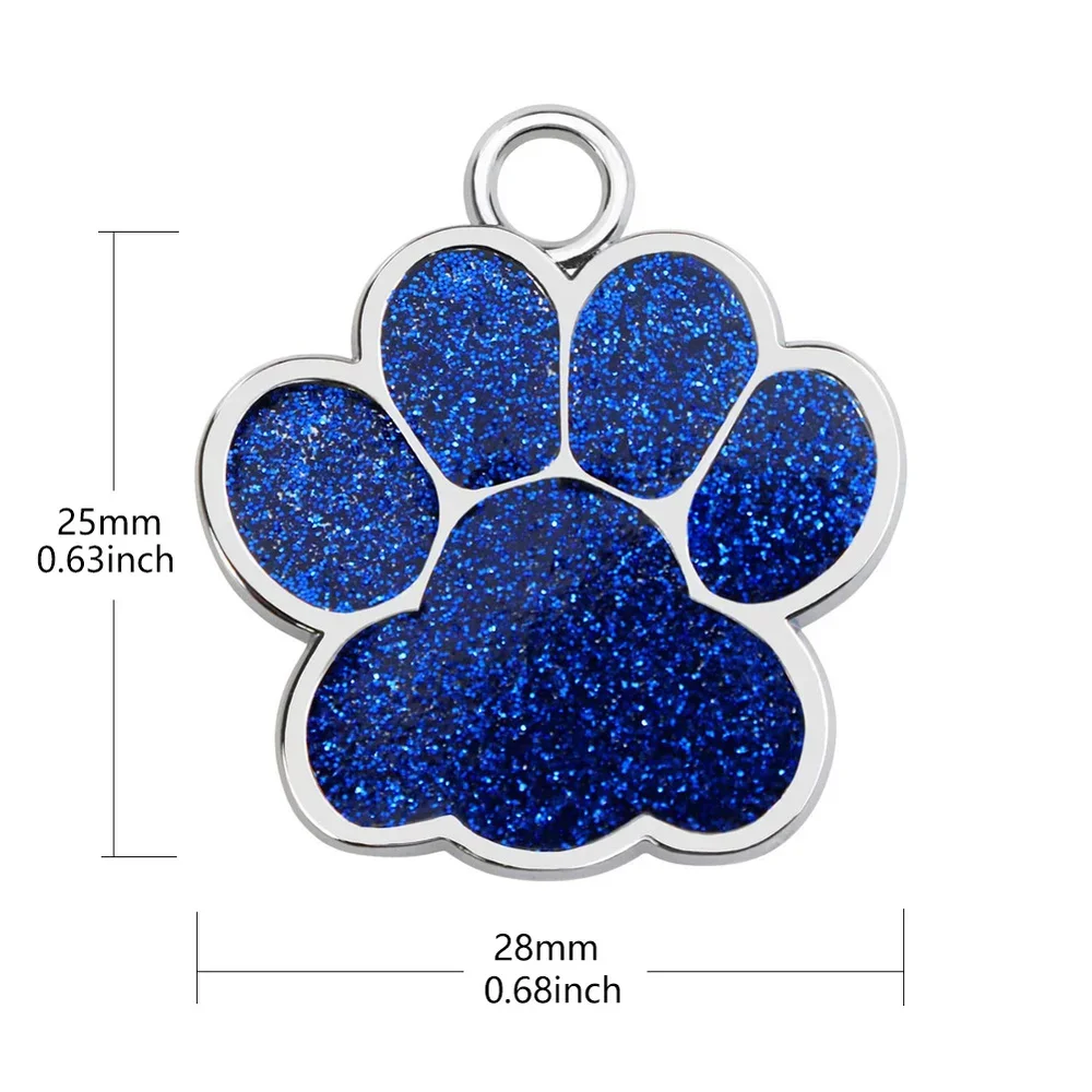 Personalized Dog Cat Tags Engraved Cat Dog Puppy Pet ID Name Collar Tag Customized Pendant Pet Paw Glitter Pendant Accessories