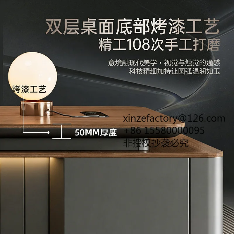 Factory Direct 2026 Top Rated Shengli Light Luxury Boss Table and Chair Combination Simple