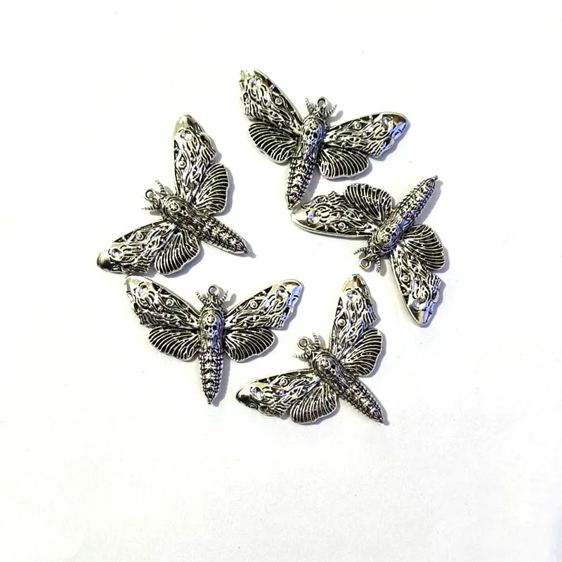 5 pcs 50mm*36mm ancient silver color new accessories Animal moth skull head moth pendant for DIY women man Accessories
