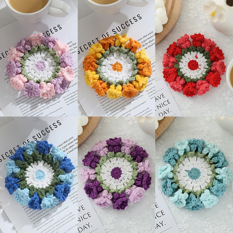 [G331] posavasos de ganchillo del valle, posavasos de flores, mantel individual de flores de ganchillo, almohadilla para taza de ramo, tapete para taza de café, regalo para el día de la madre